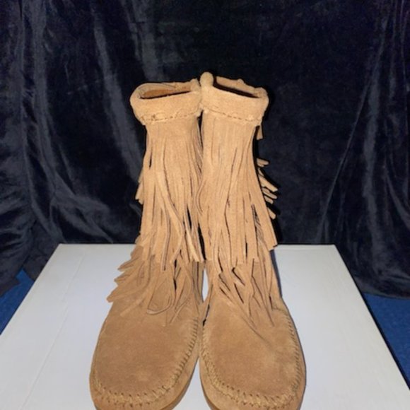 Tan Suede Fringe Boots - Picture 3 of 6